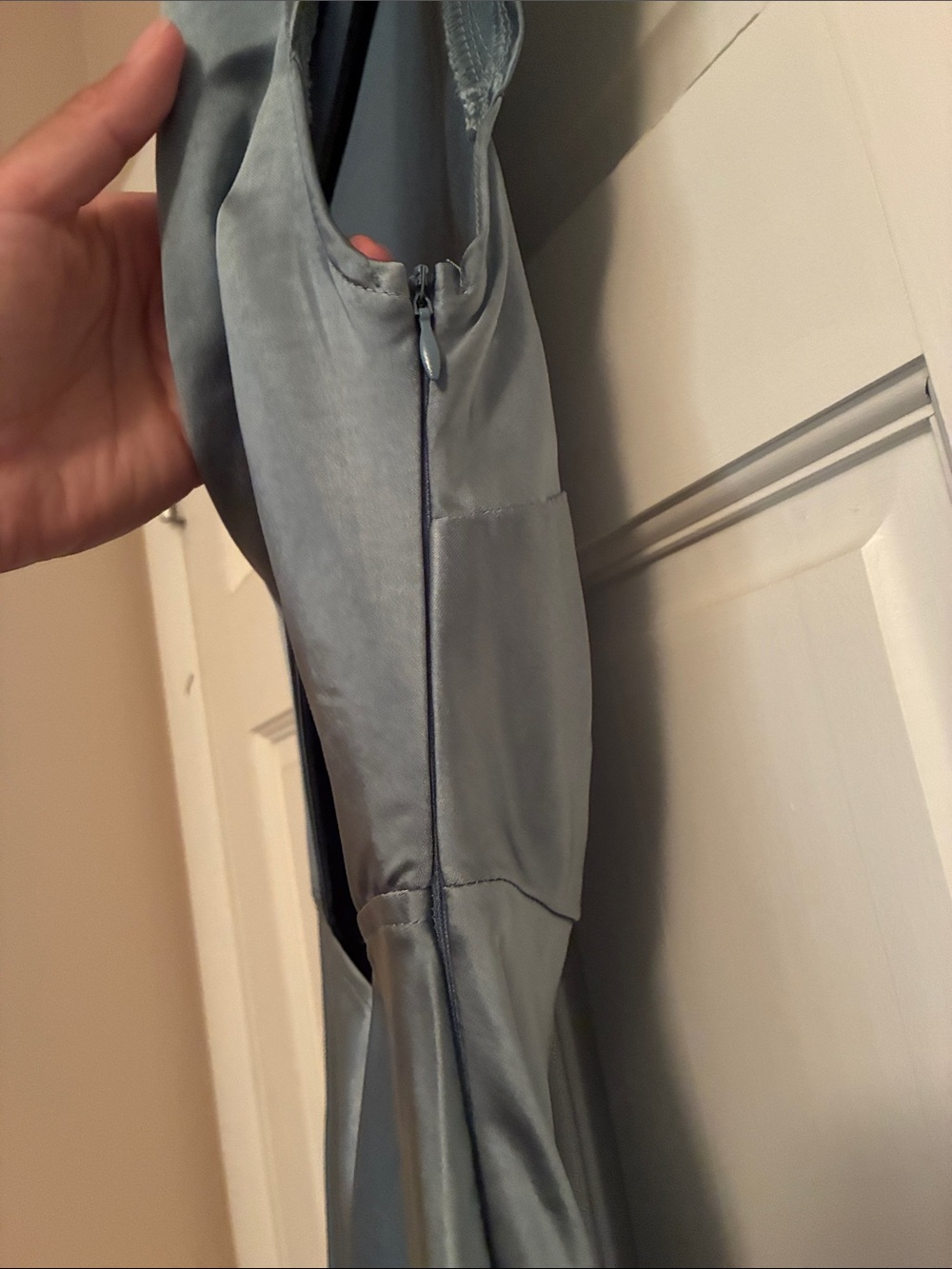 Selfie Leslie Satin Cap-Sleeve Maxi Dress in Steel Blue - Picture 5 of 7